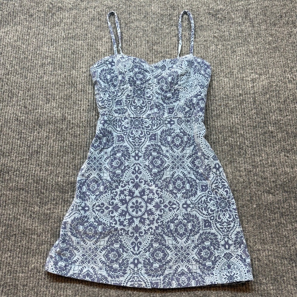Blue Mandala Bustier Dress Corduroy Boho Cottagecore Small Urban Outfitters
